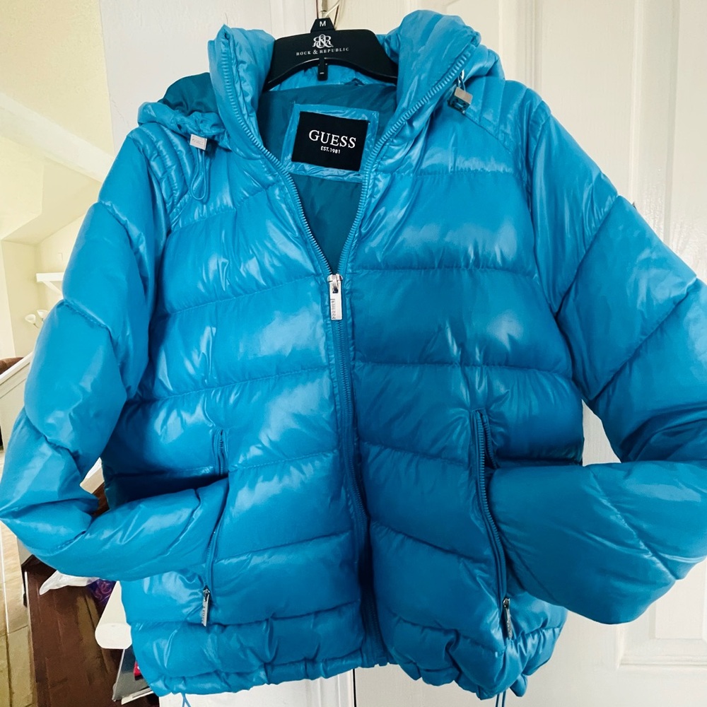 Guess Blue Puffer Jacket - Picture 2 of 6